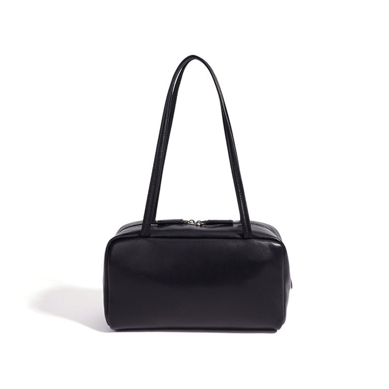 Women's Genuine Sheepskin Bowling Bag with Double Zipper