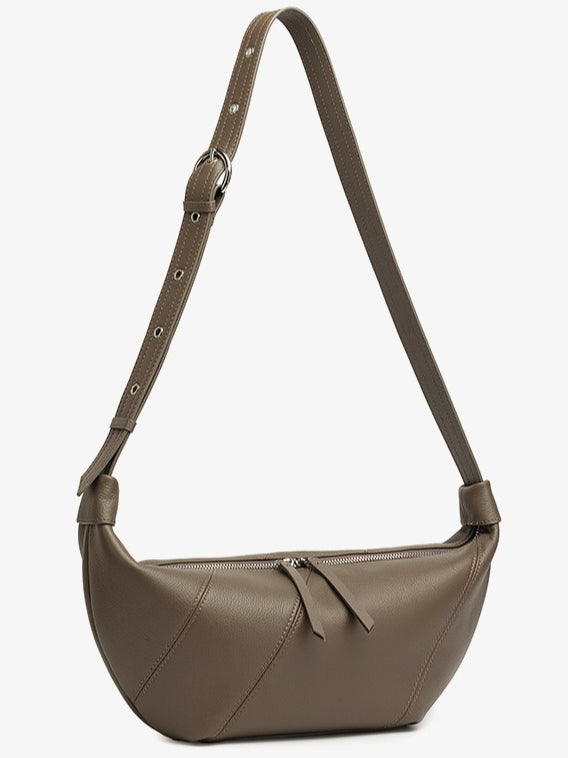 Women's TC Cowhide Soft Dumpling Bag with Adjustable Strap