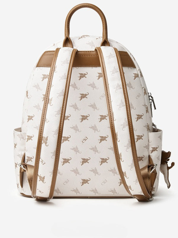 Women's Flying Elephant Print Backpack with Large Capacity and Zipper Closure