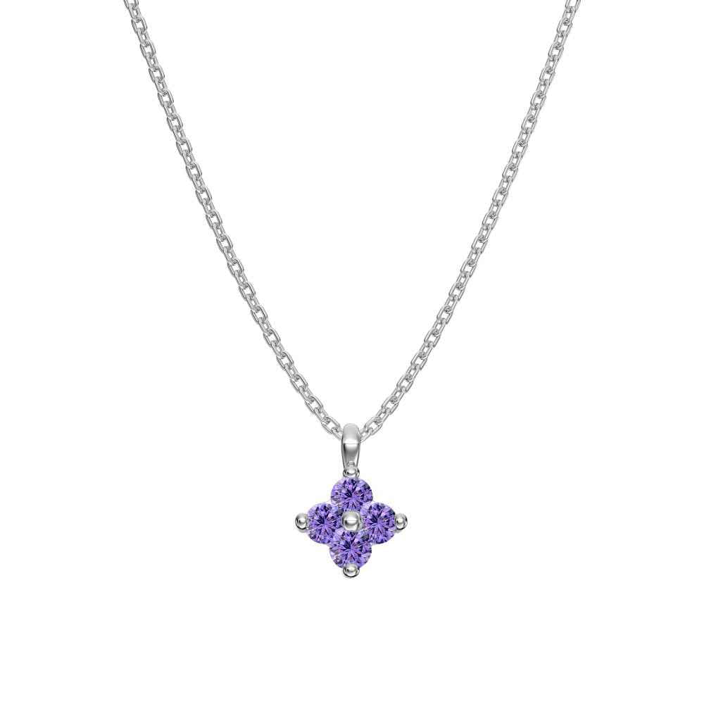 925 Sterling Silver Birthstone Clover Four Leaf Pendant Necklace Platinum Vermeil 12 Colors