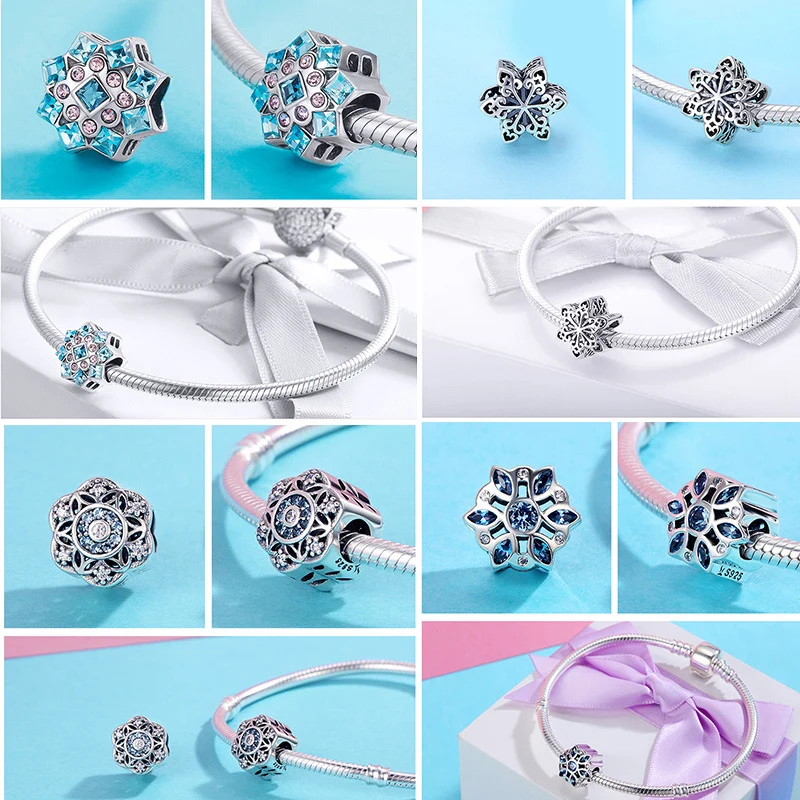 “Snowflake Collection” S925 Sterling Silver Winter Charm Bead