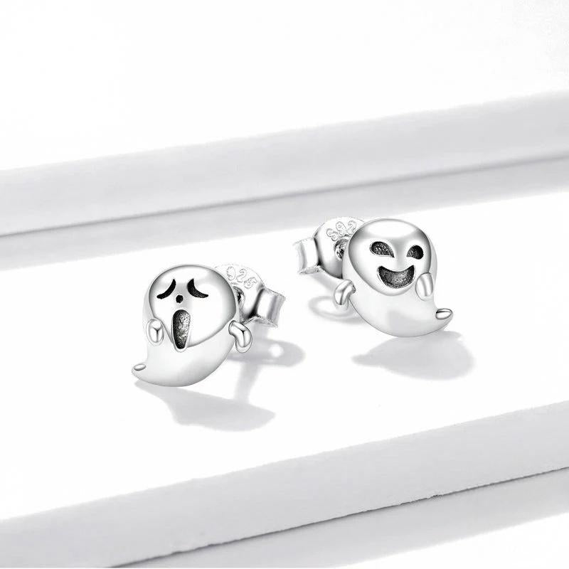“Devil Ghost” S925 Sterling Silver Zircon Halloween Stud Earrings