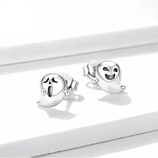 “Devil Ghost” S925 Sterling Silver Zircon Halloween Stud Earrings