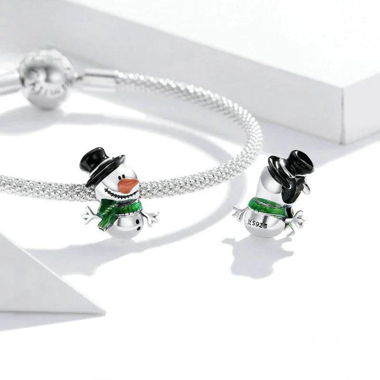 “Snowman Cheer” S925 Sterling Silver Christmas Snowman Charm Bead