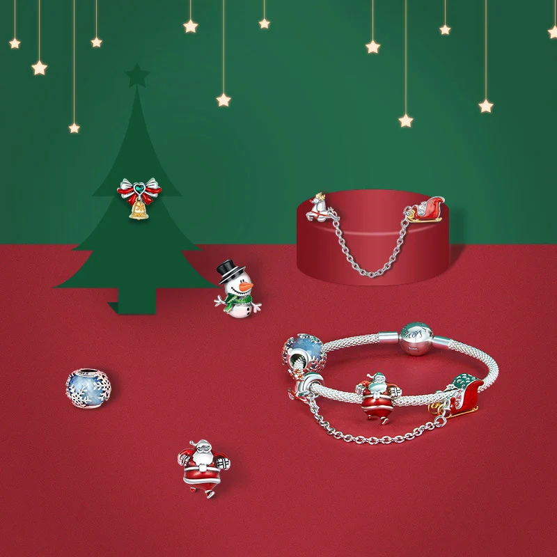 “Christmas Joy” S925 Sterling Silver Christmas Loose Charm Bead