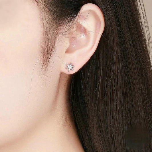 “Snowflake Glow” S925 Sterling Silver Snowflake Christmas Stud Earrings