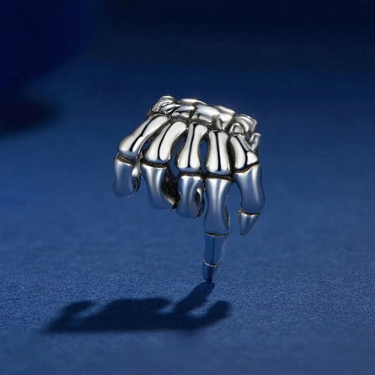 “Bone Touch” S925 Sterling Silver Halloween Skeleton Finger Bead