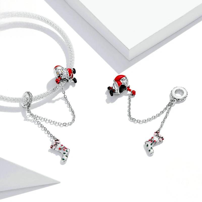 “Santa's Guard” S925 Sterling Silver Santa Claus Safety Chain Charm
