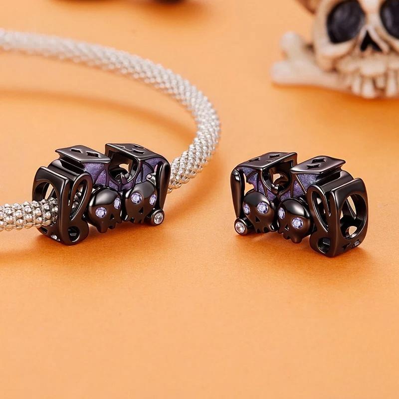 “Boom Bat” S925 Sterling Silver Halloween Bat Skull Bead