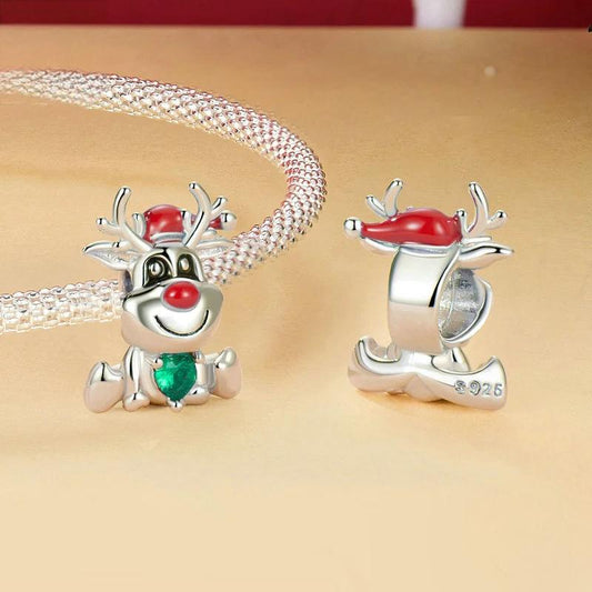 “Rudolph's Charm” S925 Sterling Silver Christmas Reindeer Charm Bead