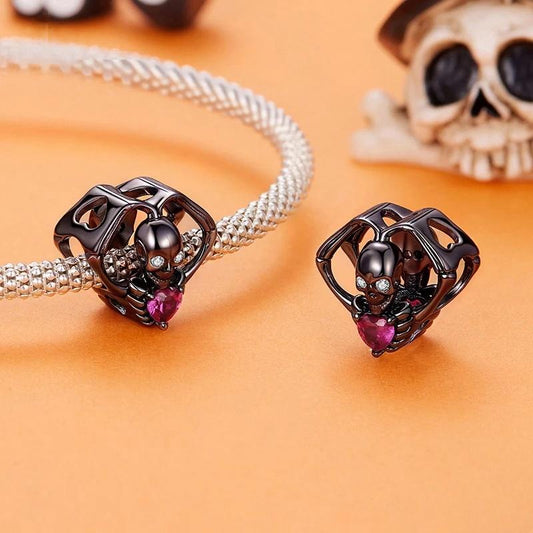 “Skull Heart” S925 Sterling Silver Halloween Skeleton Bead