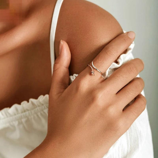 “Rose Bloom” S925 Sterling Silver Open Ring