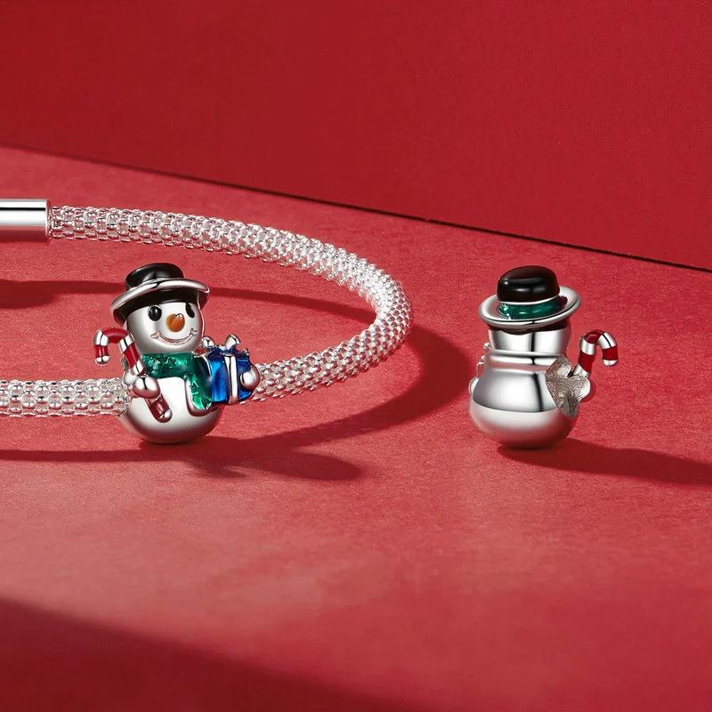 “Snowman Cheer” S925 Sterling Silver Christmas Snowman Charm Bead