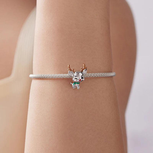 “Reindeer Noel” S925 Sterling Silver Christmas Reindeer Charm Bead
