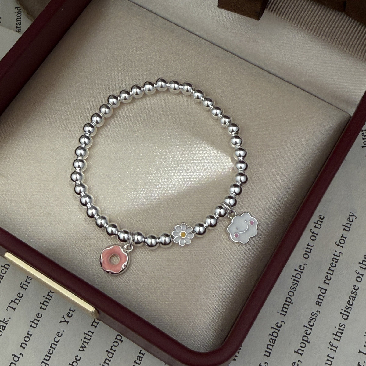 “Rainbow Smile” S925 Sterling Silver Rainbow Smile Beaded Bracelet