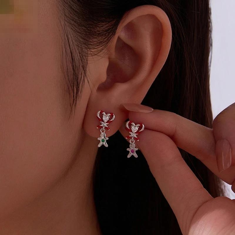 “Gingerbread Charm” S925 Sterling Silver Christmas Gingerbread Stud Earrings