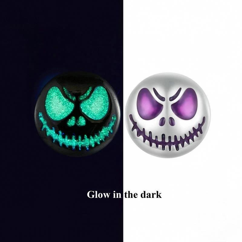 “Ghost Glow” S925 Sterling Silver Halloween Ghost Face Stud Earrings