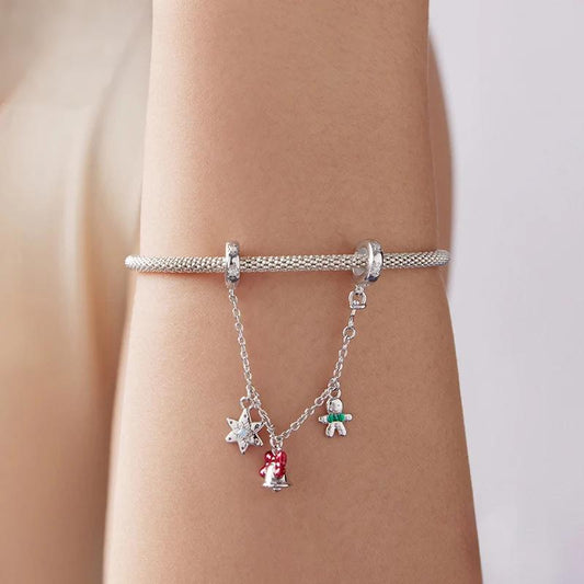 “Jingle Guard” S925 Sterling Silver Christmas Bell Safety Chain Charm