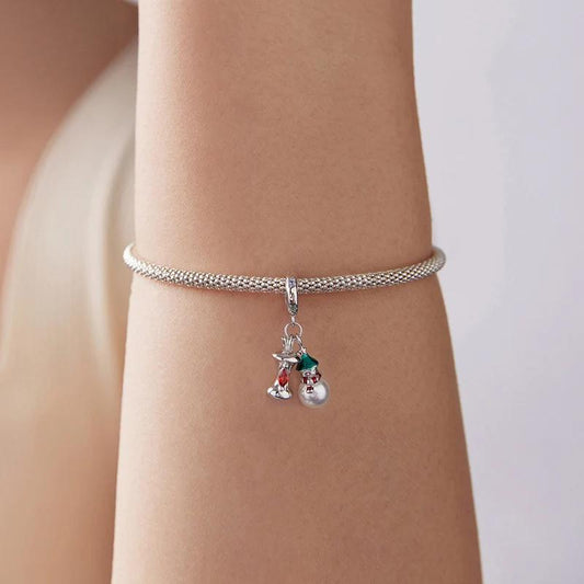 “Snowy Keepsake” S925 Sterling Silver Christmas Snowman Charm Bead