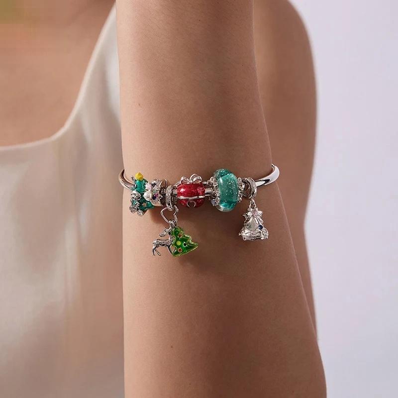 “Holiday Wreath” S925 Sterling Silver Christmas Pendant Charm