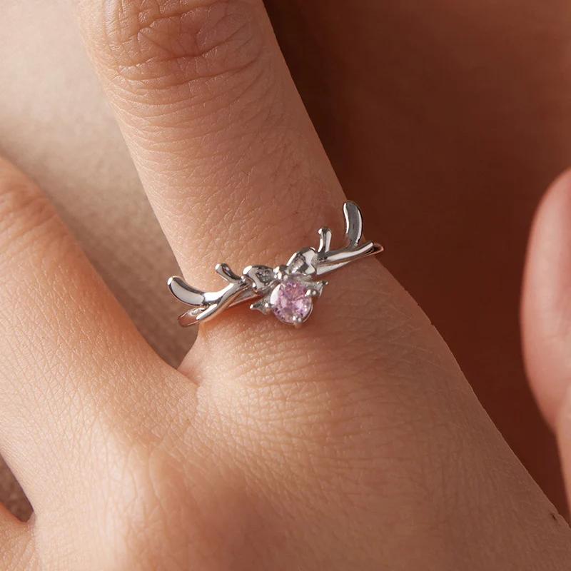 “Reindeer Bow” S925 Sterling Silver Adjustable Christmas Reindeer Ring