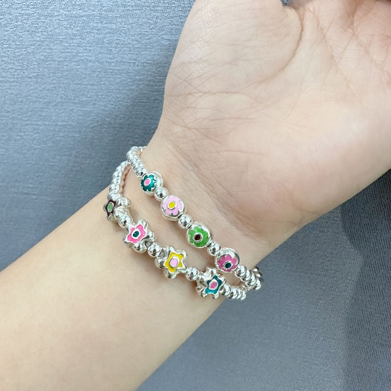 “Rainbow Smile” S925 Sterling Silver Rainbow Smile Beaded Bracelet