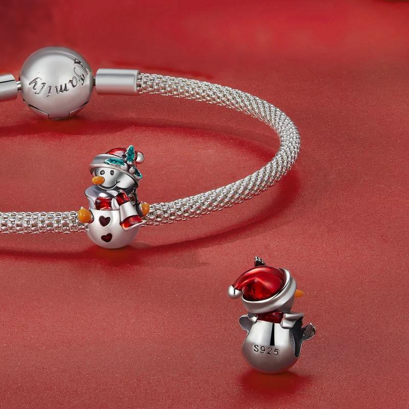 “Snowman Cheer” S925 Sterling Silver Christmas Snowman Charm Bead