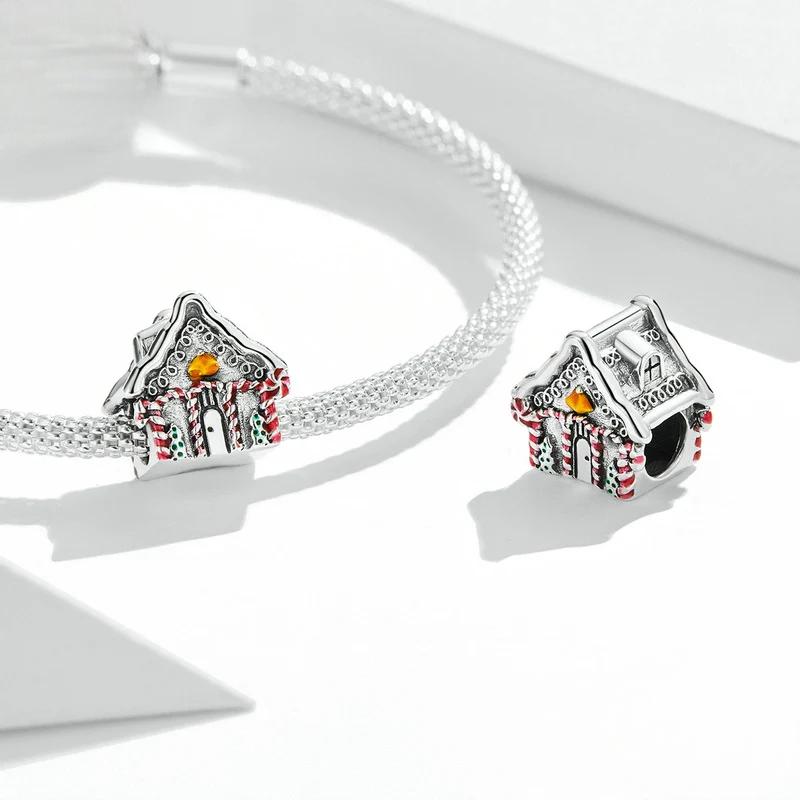 “Cozy Snow Cottage” S925 Sterling Silver Christmas House Charm Bead