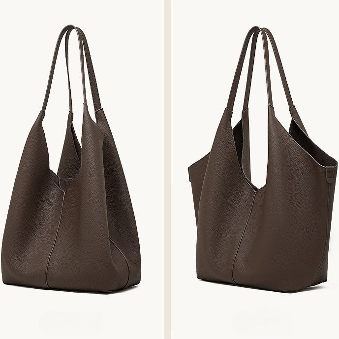 Women's Pebbled Cowhide V-Cut Hobo Shoulder Bag