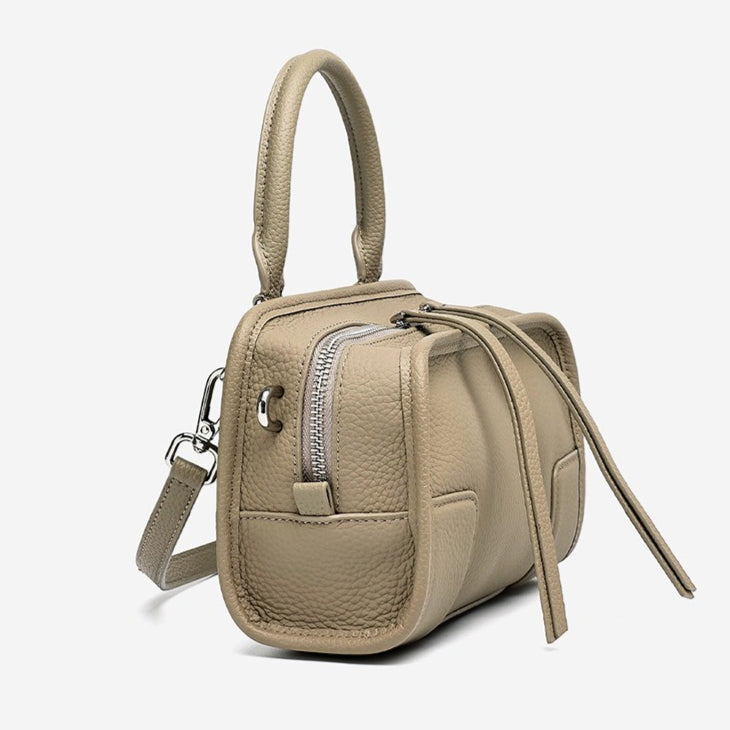 Women's Pebbled Cowhide Boston Bag with Detachable Straps