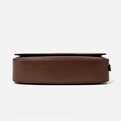Women's Soft Cowhide Baguette Saddle Bag with Chain Strap