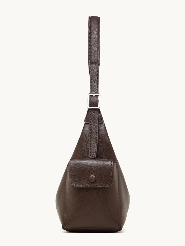 Women's Full-Grain Vegetable-Tanned Leather Tote Bag with Side Pockets