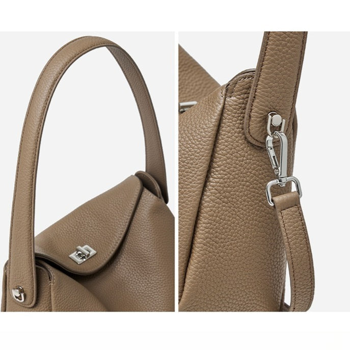 Women's Lychee-Grain Cowhide Convertible Hobo Bag