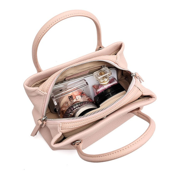 Women's Pebbled Cowhide Mini Tote Bag with Detachable Strap
