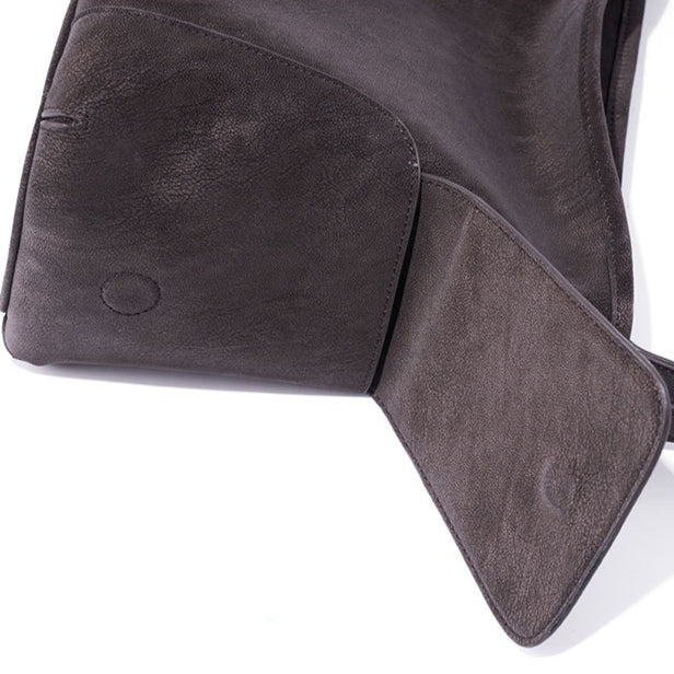 Women's Full-Grain Cowhide Slouchy Shoulder Bag with Side Pockets