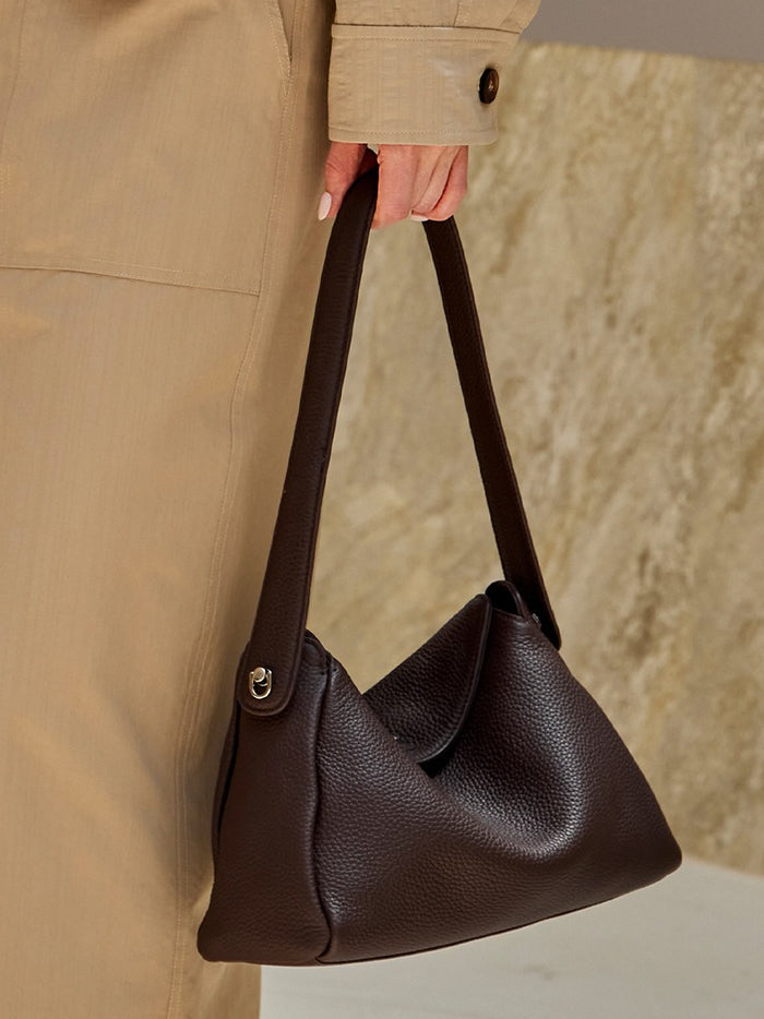 Women's Lychee-Grain Cowhide Convertible Hobo Bag