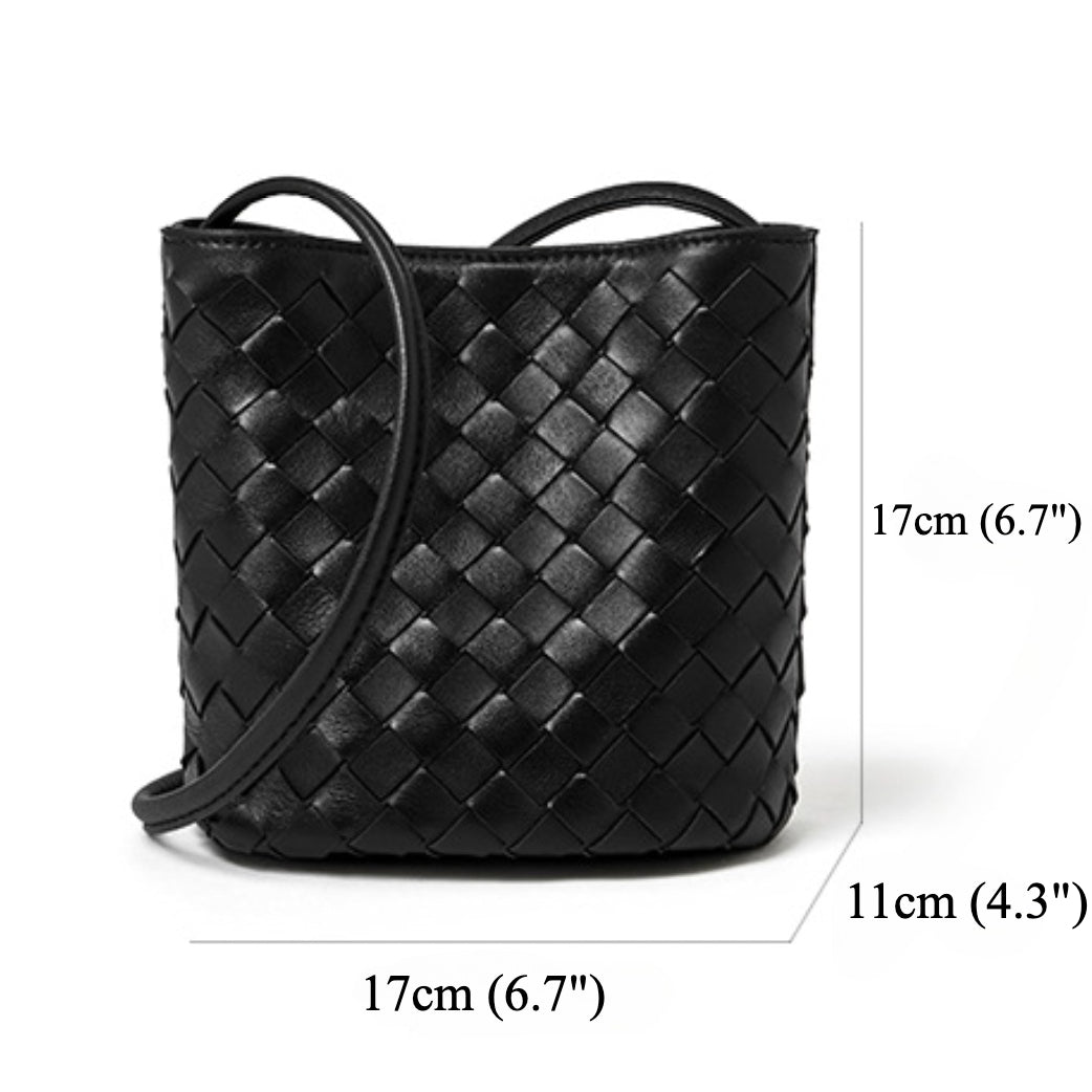 Women's Hand-Woven Sheepskin Bucket Crossbody Bag