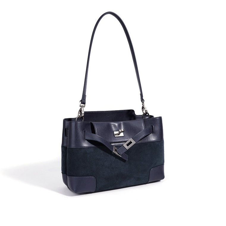 Women's Suede Leather Slouchy Clutch Bag with Detachable Pouch