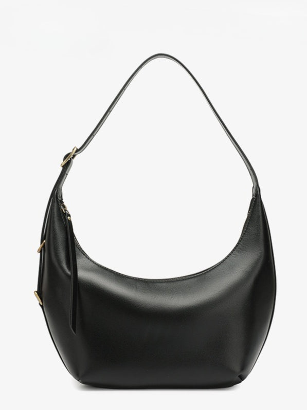 Women's Oil-Waxed Cowhide Semi-Circle Top Handle Bag