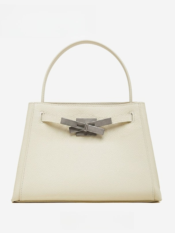 Women's Pebbled Cowhide Bucket Tote with Dual Straps