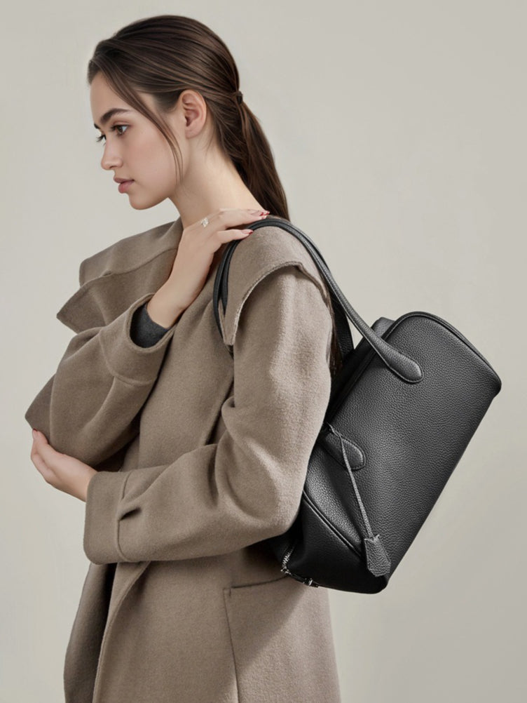 Women's Pebbled Cowhide East-West Bowling Tote Bag