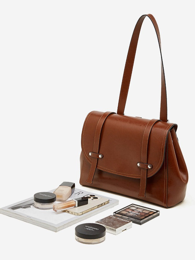 Women's Oil-Waxed Cowhide Convertible Flap Backpack