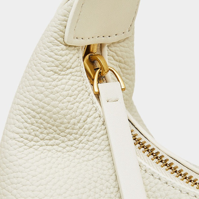 Women's Pebbled Cowhide Crescent Hobo Bag with Convertible Strap