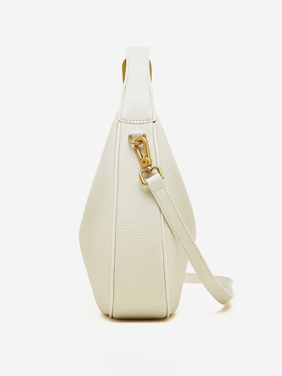 Women's Pebbled Cowhide Half-Moon Hobo Bag with Adjustable Strap