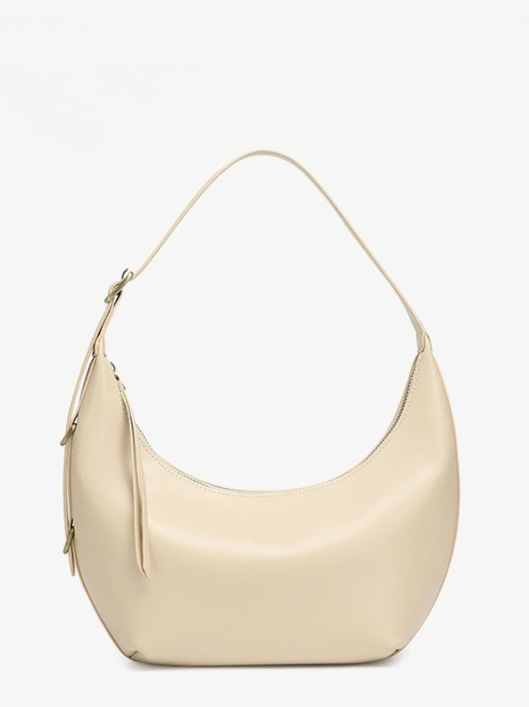 Women's Oil-Waxed Cowhide Semi-Circle Top Handle Bag