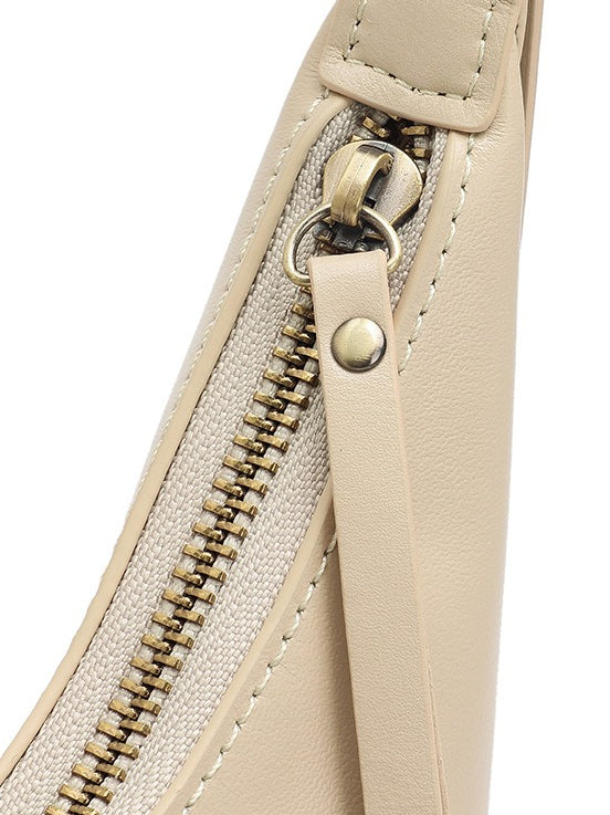 Women's Oil-Waxed Cowhide Semi-Circle Top Handle Bag