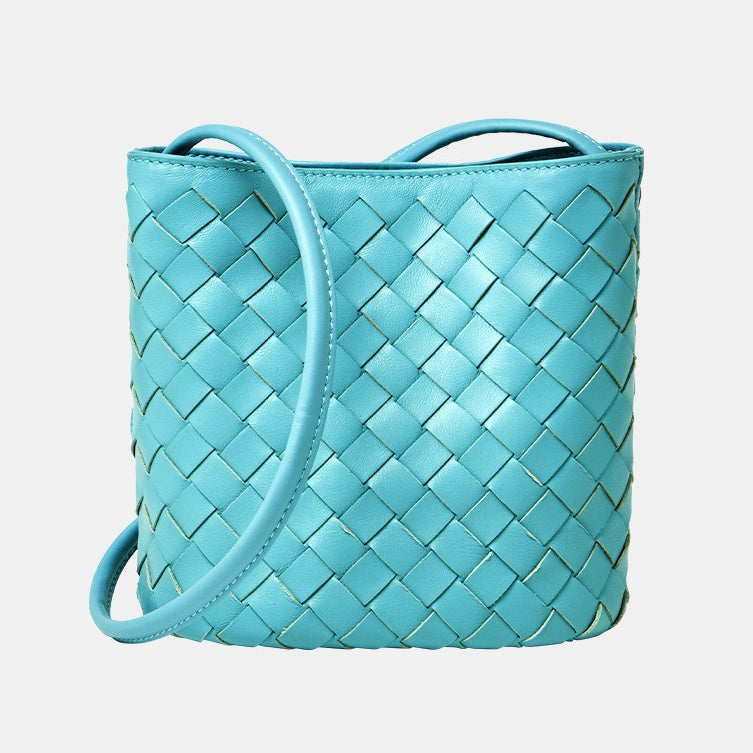 Women's Hand-Woven Sheepskin Bucket Crossbody Bag