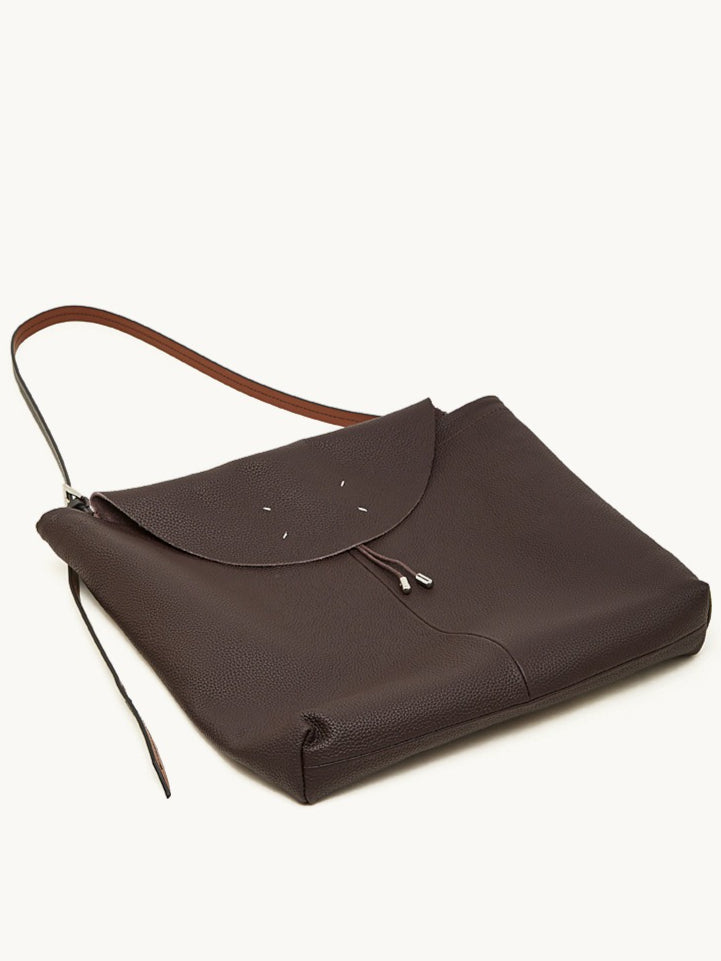 Women's Genuine Leather Slouch Tote Bag with Adjustable Strap & Detachable Pouch