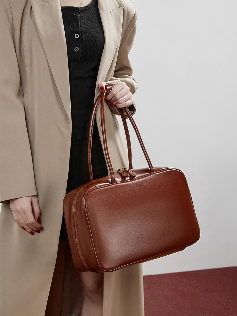 Women's Smooth Full-Grain Cowhide Boxy Work Bag