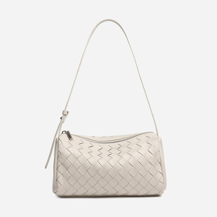 Women's Woven Sheepskin Baguette Bag with Adjustable Strap